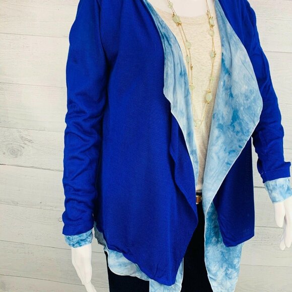 NEW Stitch Fix | Fate Cardigan Sweater Bright Blue Tie Dye Open Front Layer Sz S - Picture 5 of 10
